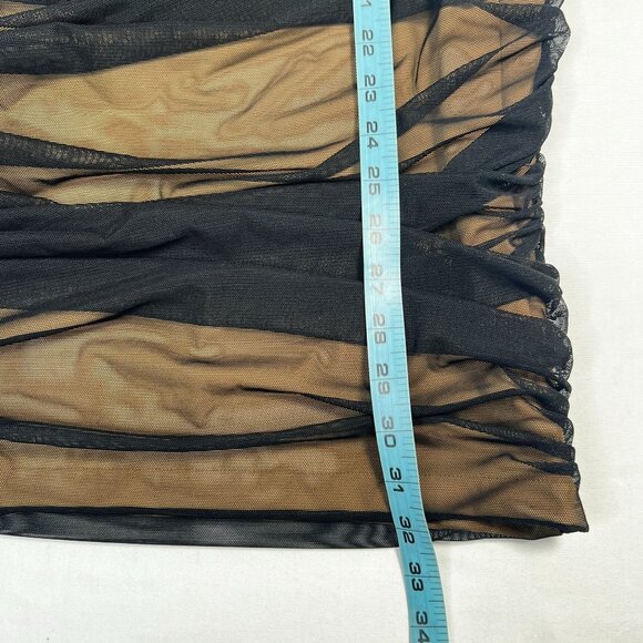 NWT Norma Kamali Walter Dress Ruched Sheer Knee Bodycon Fitted Black Medium - Picture 8 of 16